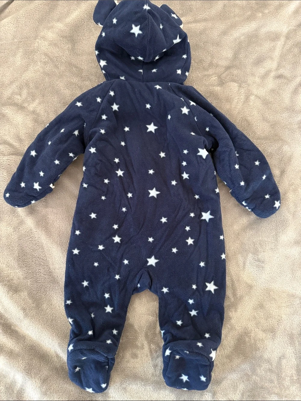 Old Navy Navy Star Fleece Hooded One-Piece with Sherpa Trim